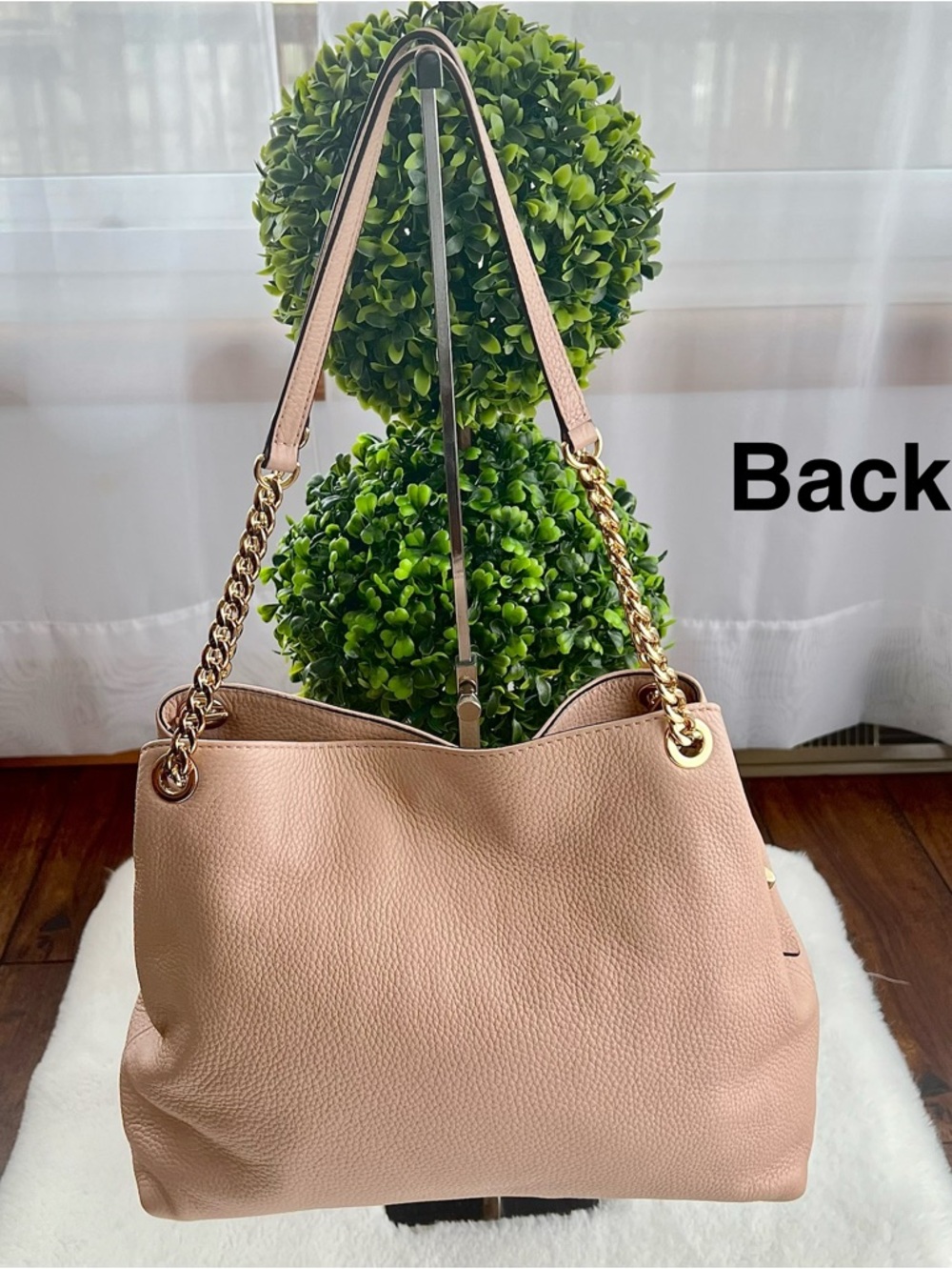 Michael Kors Jet Set Chain Shoulder Bag Dusty Pink Pebbled Leather Large - Picture 8 of 17